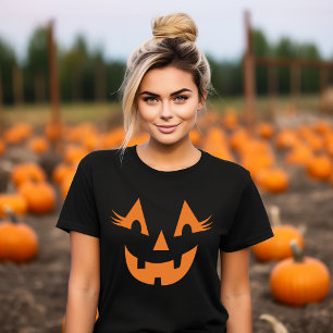 Girly Jack O Lantern Pumpkin Face Halloween T-Shirt