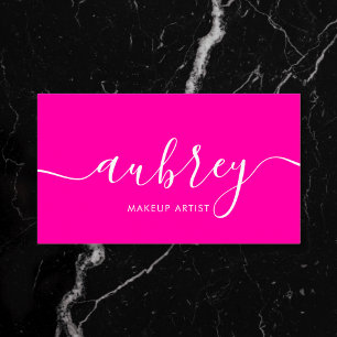 Girly Modern Calligraphy Pink Business Card