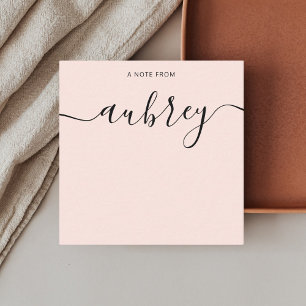 Girly Monogram Calligraphy Blush Pink Note Card