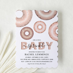 Glitter Donut Baby Sprinkle Girl Baby Shower Invitation