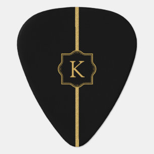 Gold frame and stripe custom monogram guitar pick