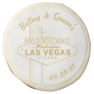 Gold Las Vegas Sign Wedding Sugar Cookie