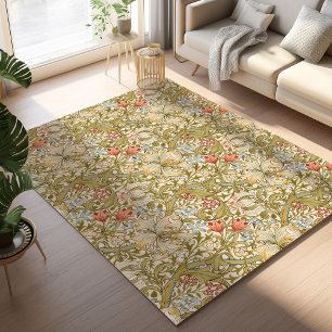 Golden Lily William Morris Classic Design Large Rug