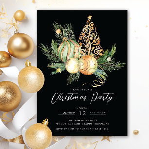 Golden Tree Christmas Party Invitation