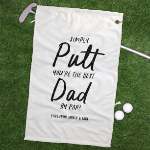 Golf dad modern black white typography funny golf towel