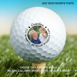 Golfer Biggest Fan - GRANDPA - Personalized Photo Golf Balls