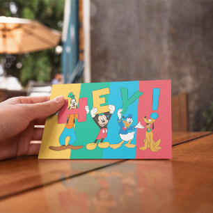 Goofy, Mickey, Donald, Pluto - Hey! Postcard