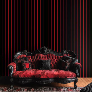 Gothic Dark Red Stripes on Black Background Wallpaper