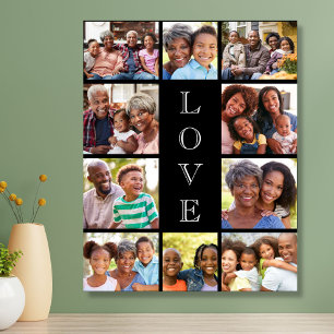 Grandma Love 10 Photo Collage Black Acrylic Photo Tile