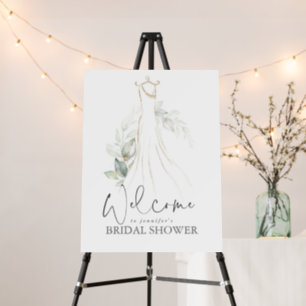 Greenery and Wedding Dress Bridal Shower Welcome Foam Board