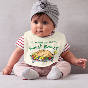 Grinch   I'm Here for the Roast Beast Quote Baby Bib