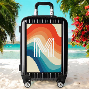 Groovy Retro Rainbow Monogram Luggage