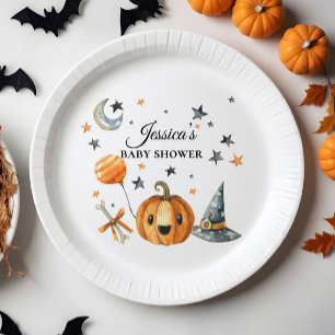 Halloween Baby Shower Little Boo Paper Plates