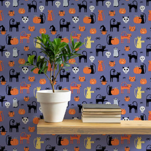 Halloween Cats Pattern Wallpaper