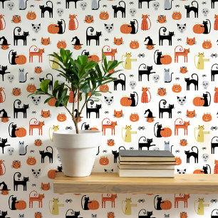 Halloween Cats Pattern Wallpaper