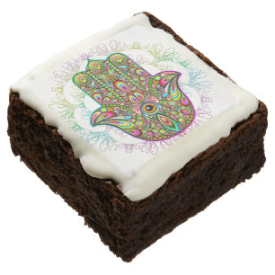 Hamsa Fatma Hand Psychedelic Art Brownie