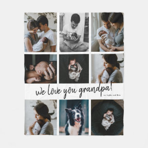 Handwritten We Love You Grandpa 9 Photo  Fleece Blanket