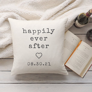 Happily Ever After   Custom Wedding Date Throw Pillow