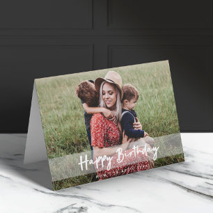 Happy Birthday Mum   Modern Script Photo Card