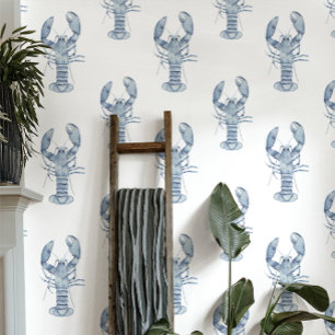 Harborside   Nautical Blue Lobster Wallpaper