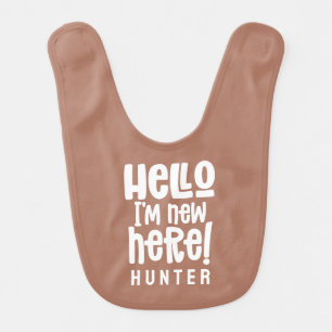 Hello, simple modern minimal gift terracotta baby bib