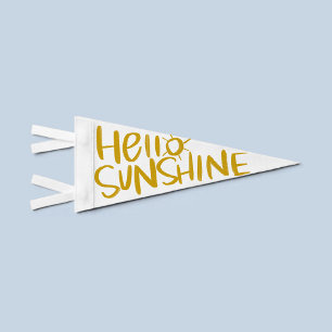 Hello Yellow Sunshine Pennant Flag