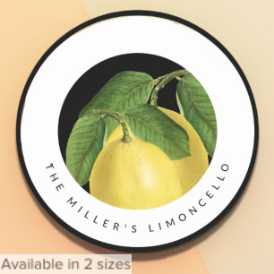 Homemade Limencello   Black & White Modern Text Classic Round Sticker