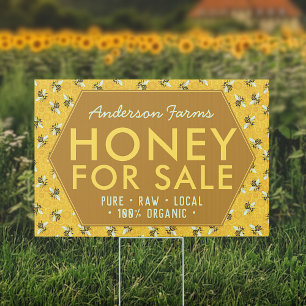 Honey for Sale   Honeybees Apiary Beekeeper Farm Sign