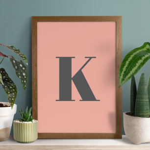 Initial Letter   Monogram Modern Stylish Peach Poster