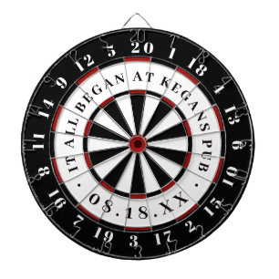 It All Began   Established Date Black White & Red Dart Board