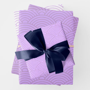 Japanese Seigaiha Wave   Liliac Purple Wrapping Paper Sheets