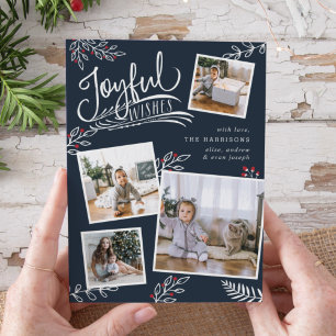 Joyful Wish   Christmas Photo Collage Card