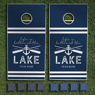 Lake House Family Name Cornhole Set