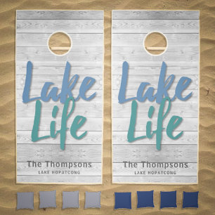 Lake Life with Name and Location Cornhole Set