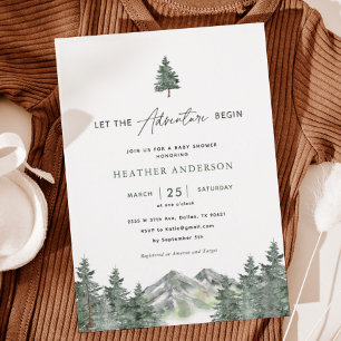 Let The Adventure Begin Mountain Boy Baby Shower Invitation