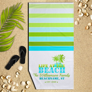 Life at the Beach Cool Blue/Green Beach Towel