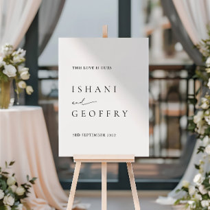 Light Ivory Modern Minimal Wedding Welcome Sign 