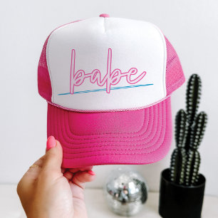 LOLA Neon Blue and Pink 90's Babe Bachelorette Trucker Hat