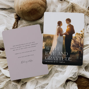 Love & Gratitude   Vertical Wedding Photo Flat Thank You Card