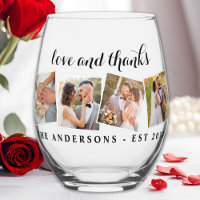 Love & Thanks Custom Photo Collage Modern Wedding 