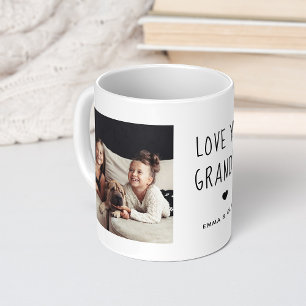 Love You Grandpa   Two Photo Handwritten Text Coffee Mug