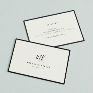 Luxury Minimal Monogram Black Ivory Chic Stylish Business Card