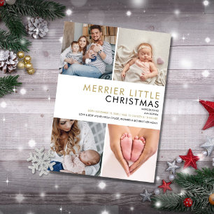 Merrier Little Christmas Photo Birth Announcement 