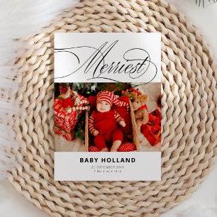 Merriest Modern Photo Christmas Birth Announcement