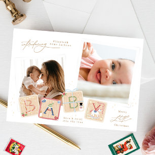 Merry Little Christmas Baby Birth Announcement