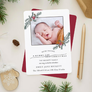 Merry Little Christmas Photo Birth Announcement