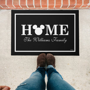 Mickey Mouse Head Silhouette | Home with Name Doormat