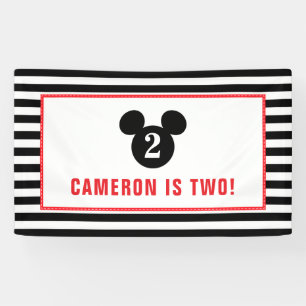 Mickey Mouse   Icon Black & White Striped Birthday Banner