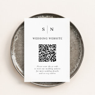 Minimal and Chic   Black and White QR Code Wedding Enclosure Card