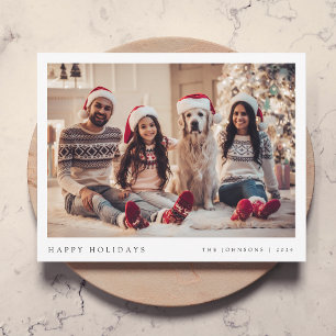 Minimal Christmas   Modern Family Portrait Green Holiday Card